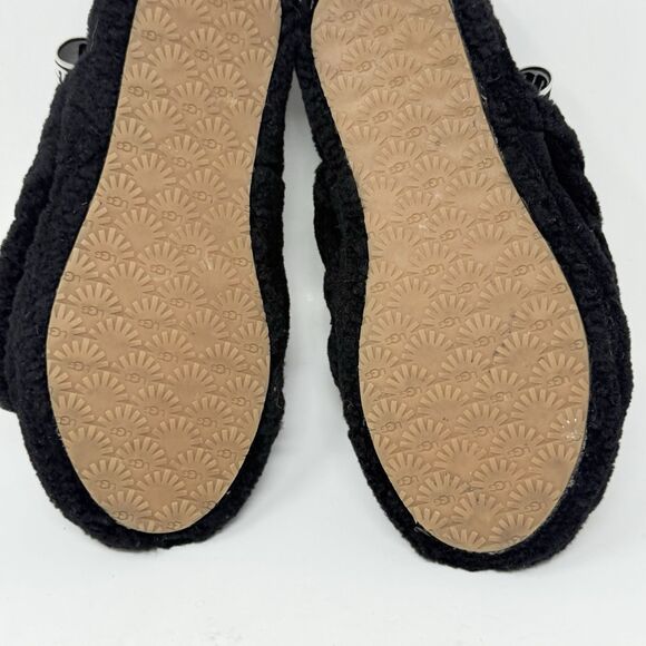 UGG Fluff Yeah Shearling Slingback Slippers Kids Girls 5 Black Red Open Toe - Picture 14 of 14